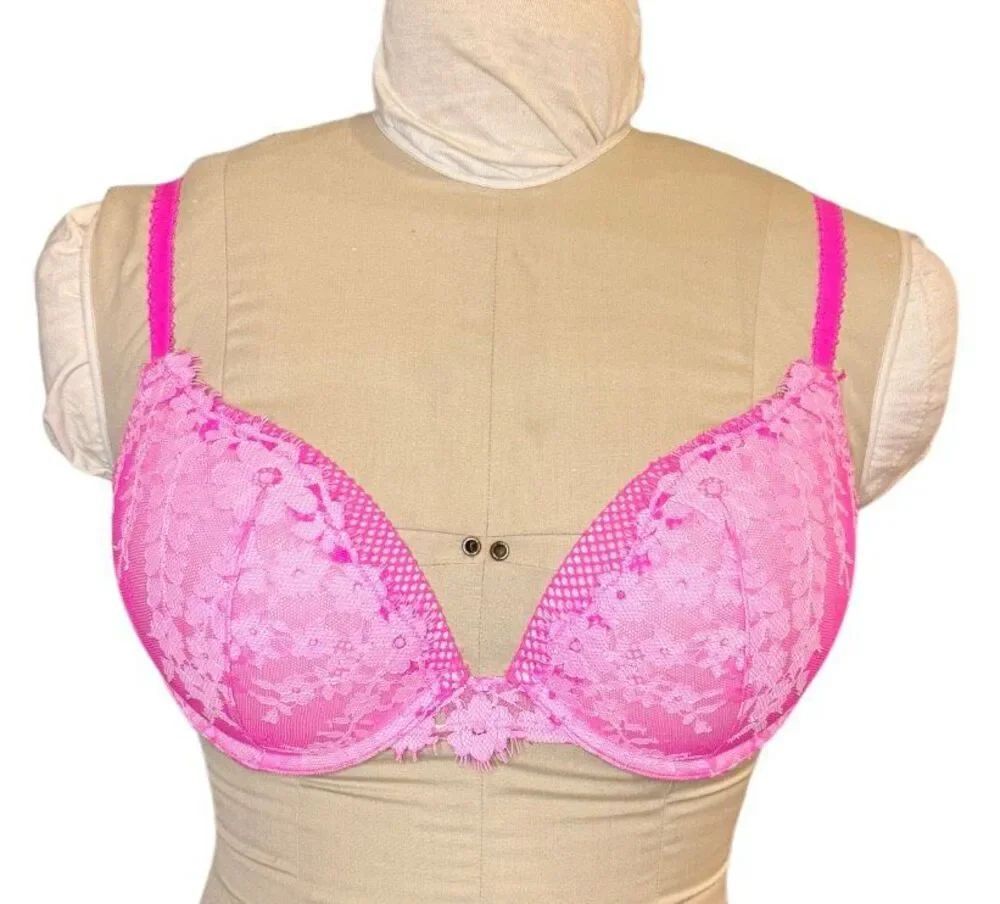 Victoria’s Secret Dream Angels Push Up Bra 34DD Lace Overlay Sexy